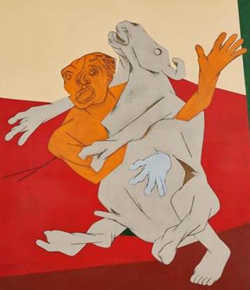 Tyeb Mehta’sMahishasura, 1995, Oil on Canvas Image credit: Pundole’s, Feb, 2022