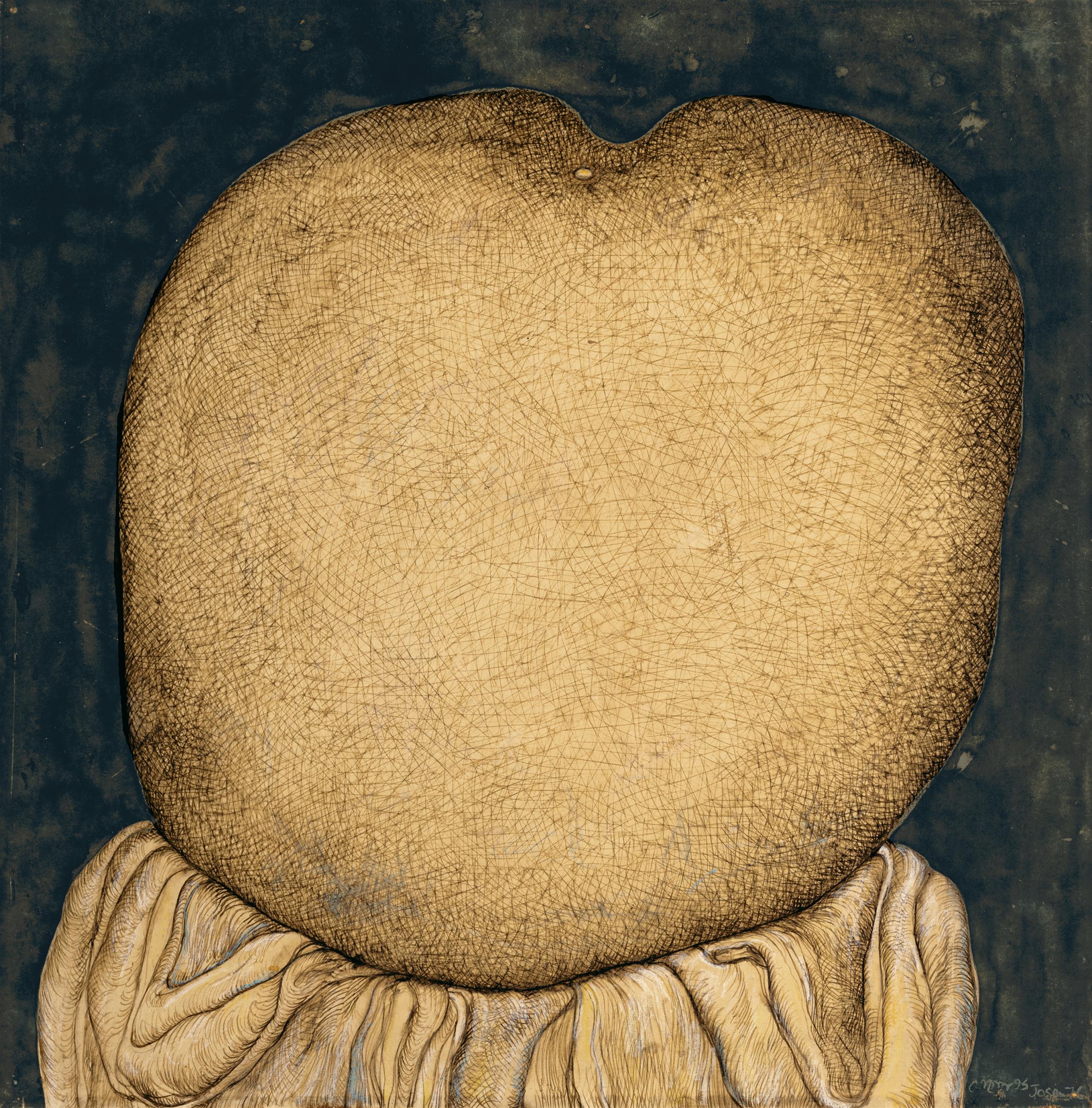1976 51.5 x 51.5 cm Ink & pastel The Apple 