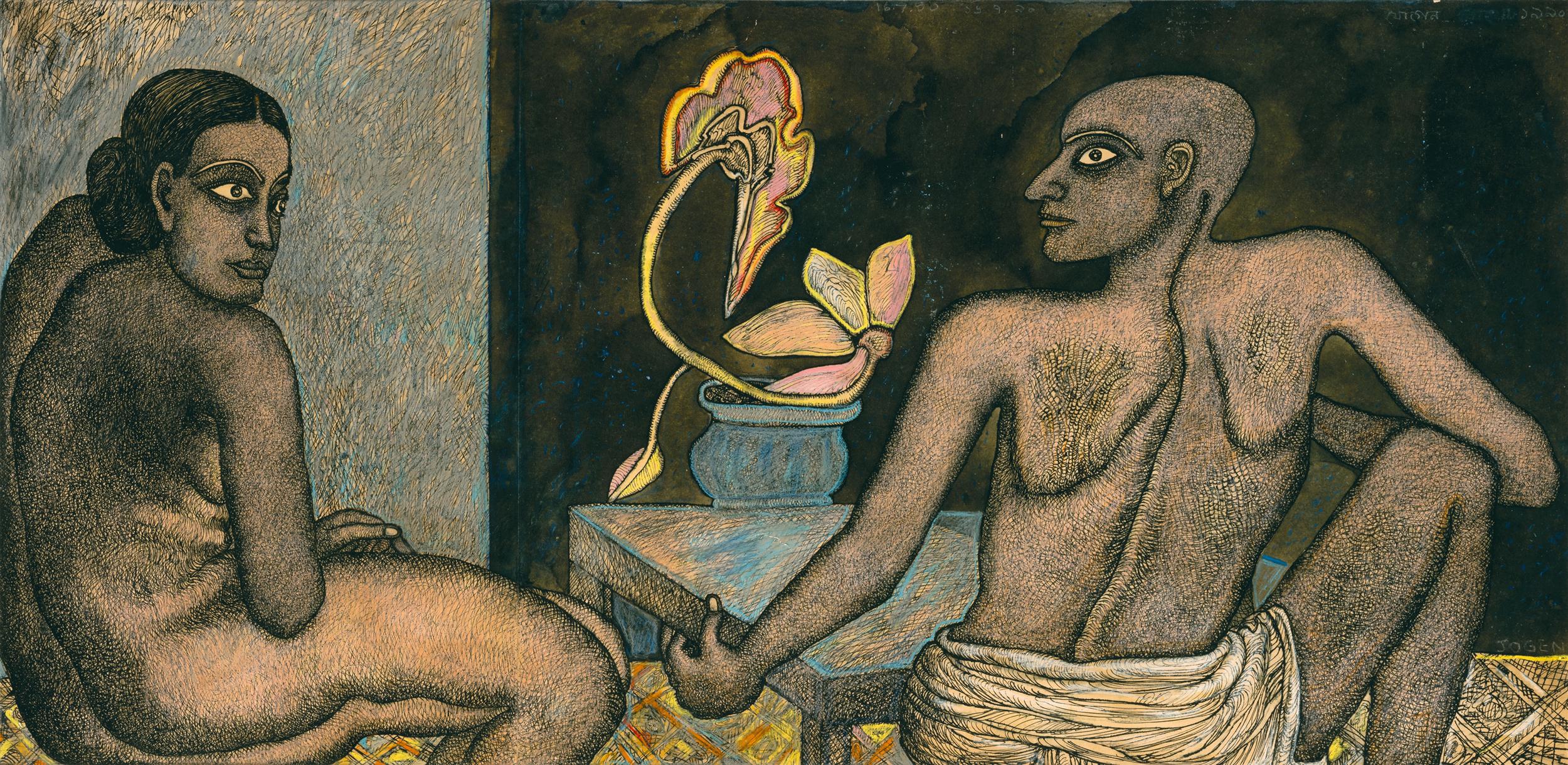 1990 56 x 114 cm Ink & pastel The flower