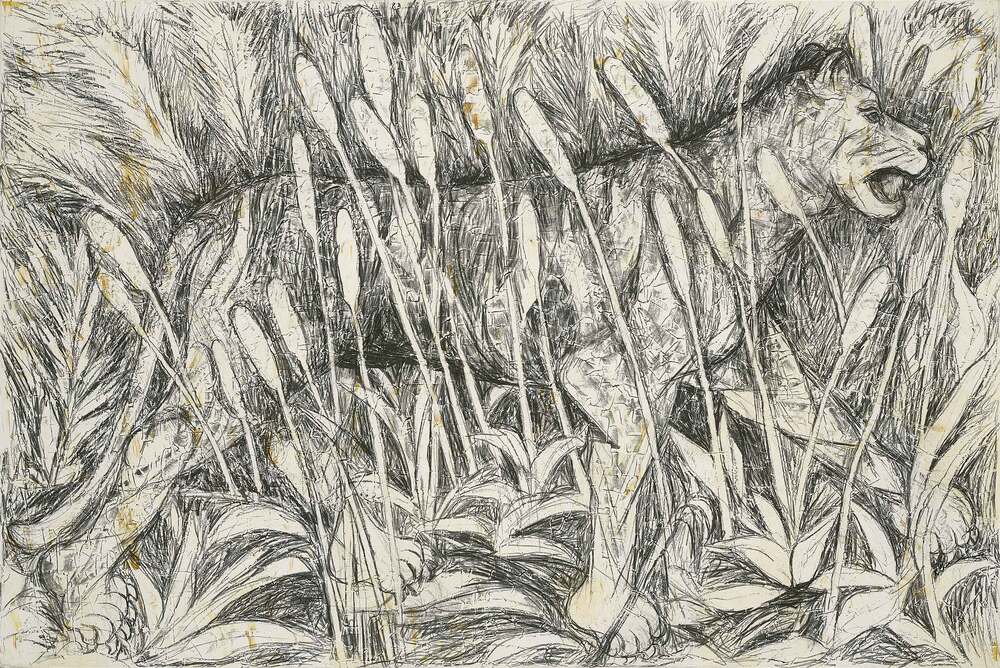 Krishen Khanna, My Favourite Tiger, Acrylic and charcoal on canvas