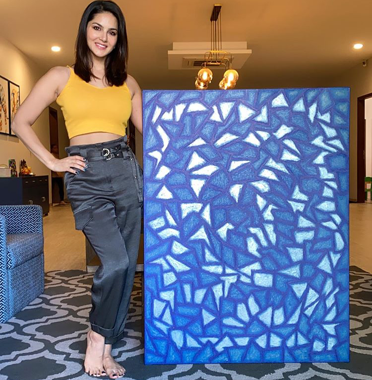 Sunny Leone finishes 'lockdown piece of art'.