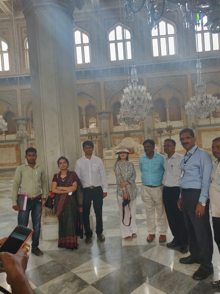 A delegation from UNESCO led by Programme Specialist of World Heritage Centre Asia and Pacific Unit, Junhi Han during their visit to Charminar in Hyderabad on Aug 20, 2019. (Photo: IANS)