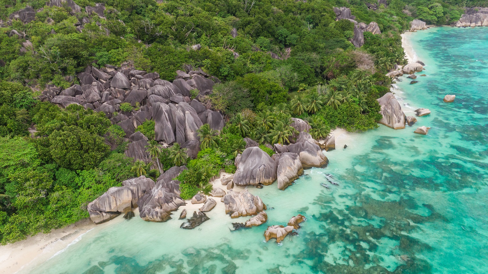 Aerial Shot Anse Source d'Argent , La Digue. Photo couresy - Michel Denousse