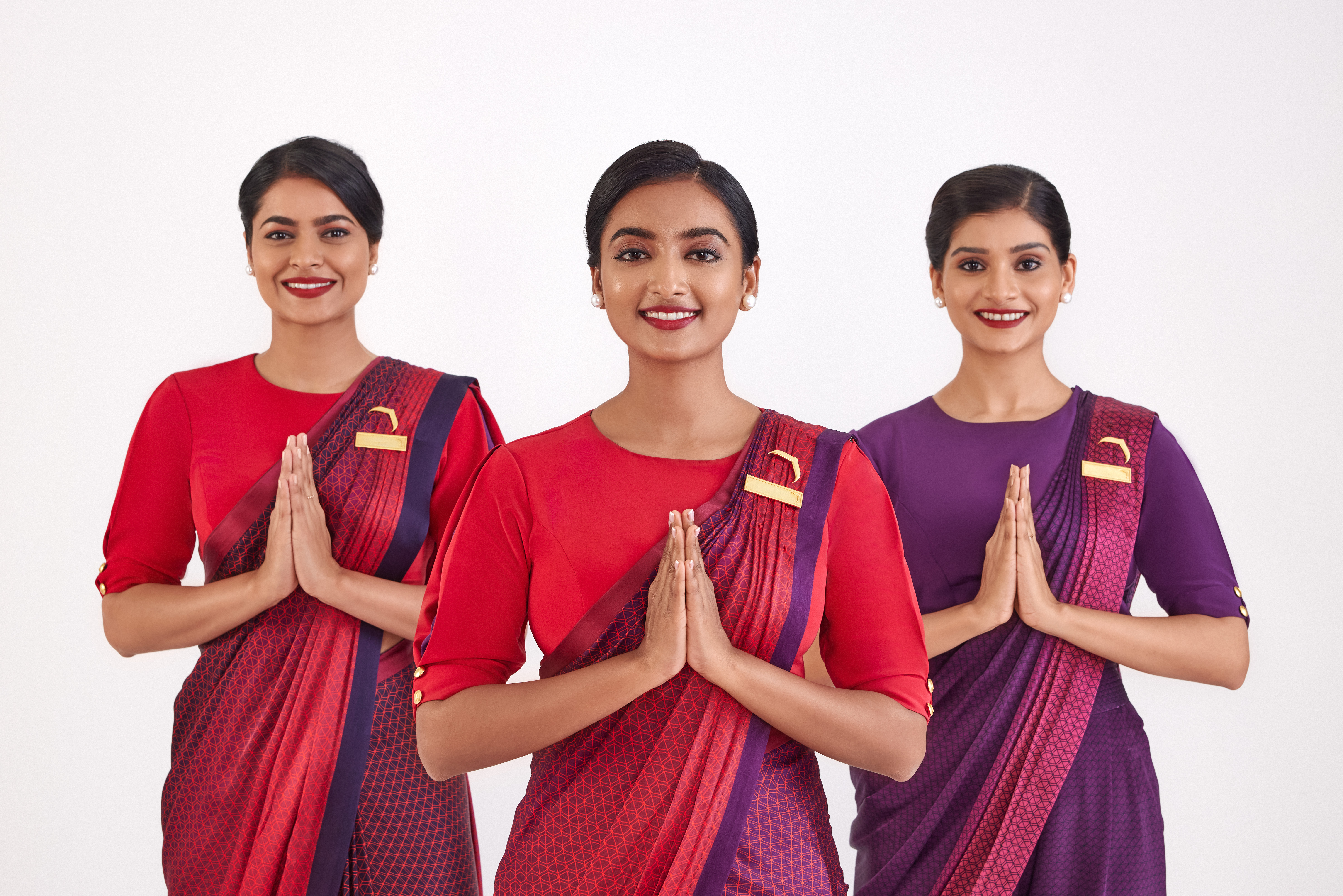 Air India Cabin Crew Namaste in New Uniforms.