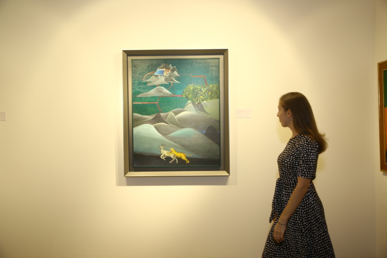 Artworks on display at the Sotheby's Delhi Travex, The Leela Palace, Chanakyapuri, New Delhi