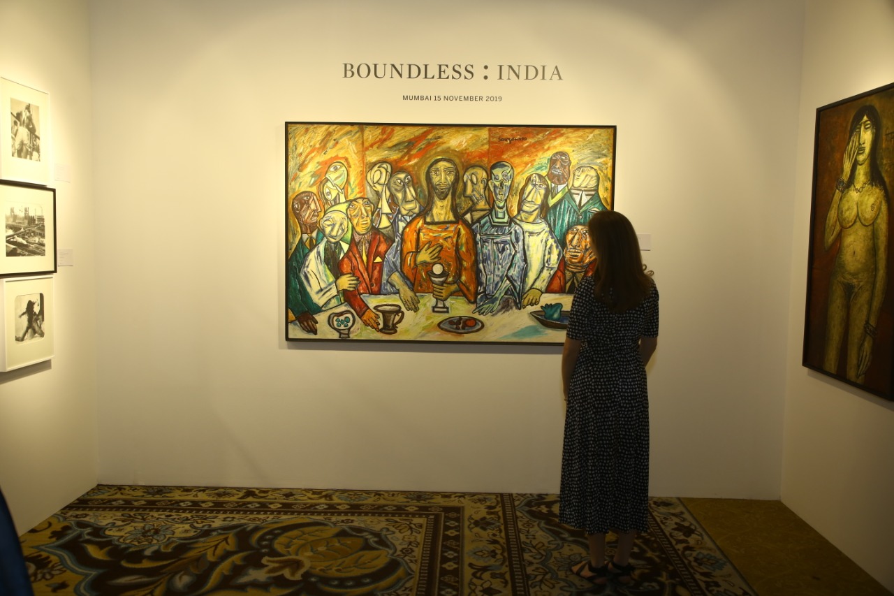 Artworks on display at the Sotheby's Delhi Travex, The Leela Palace, Chanakyapuri, New Delhi