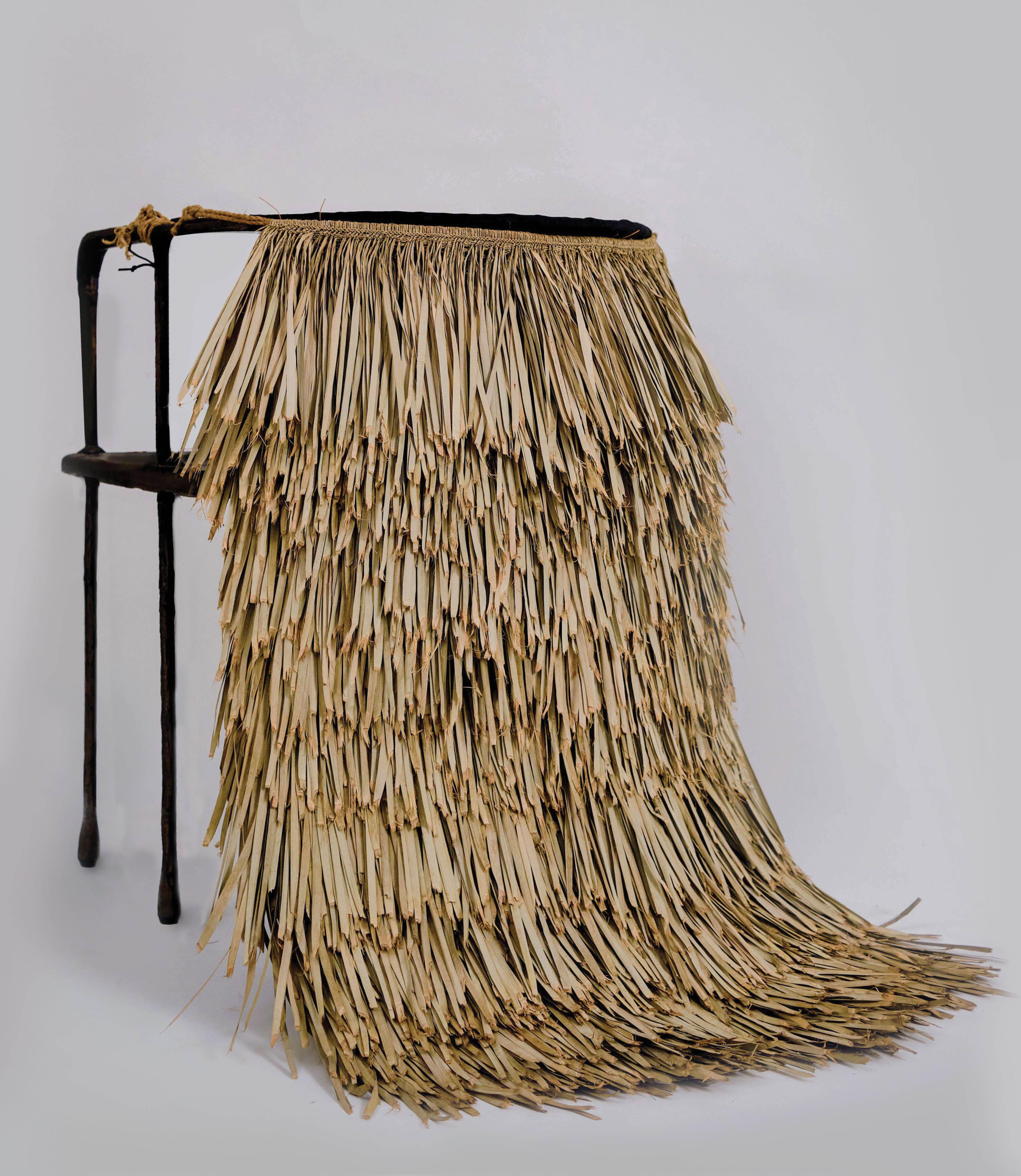 Ashiesh Shah_Naga Chair_(Cast Aluminium _ Elephant grass) with Cushion_ Cast Aluminium finished in Dark Bronze