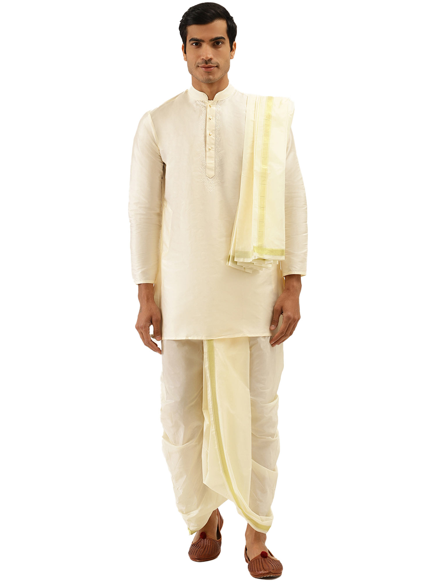Beige Kurta and Dhoti Pants by Manyawar available on Nykaa Fashion