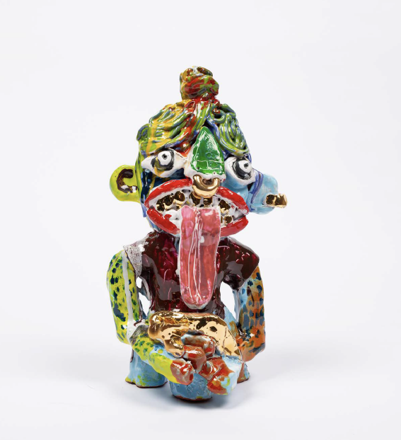 Blue figure with snake by Ramesh Mario Nithiyendran Jhaveri art gallery