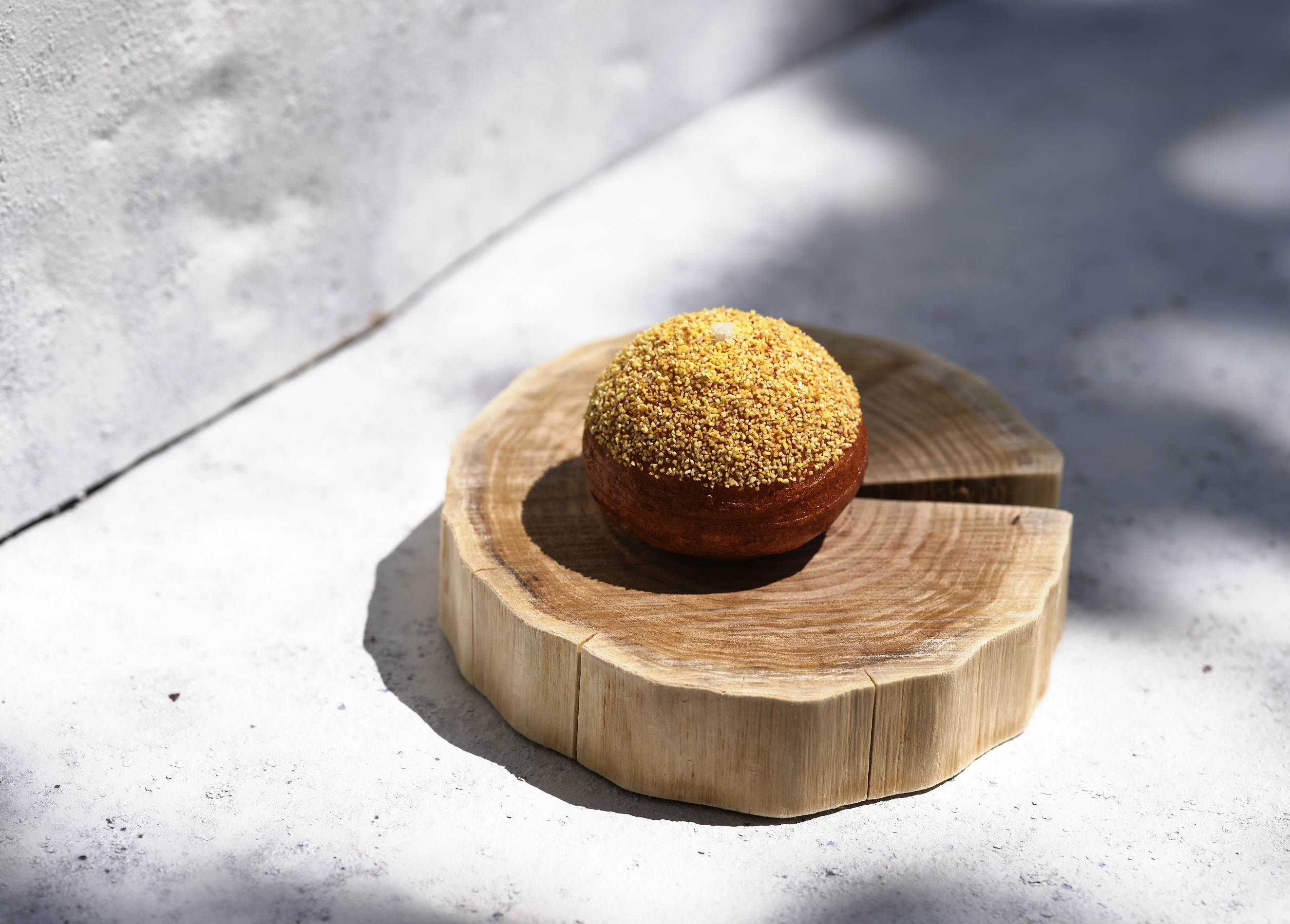 Corn beignet, fermented cottage cheese, smoked trout roe, wild chives