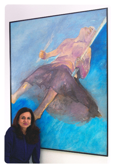 Sangita Jindal With Krishen Khanna’s Girl On A Swing. Courtesy Of Jsw Foundation
