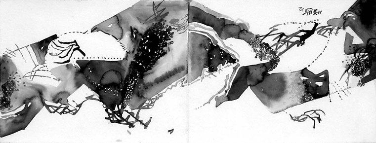 Ganesh Haloi- Untitled, 2013 (10.5 x 27.5 inches_ Watercolour on paper )