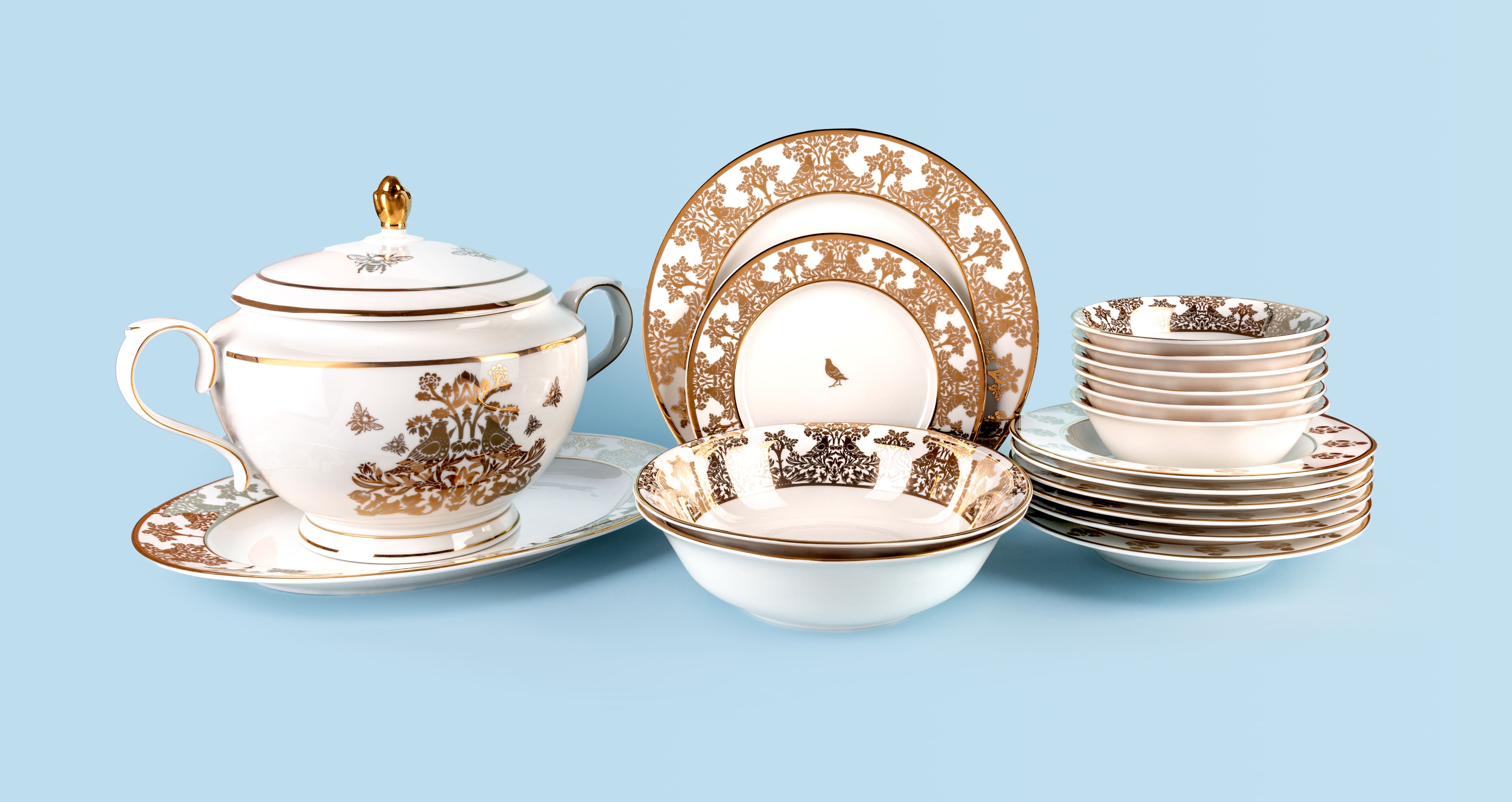  Golden Bird Dinner Set (28 Pieces)