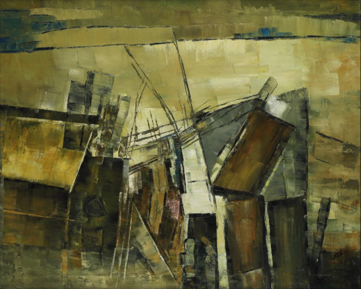 HA Gade, Untitled, Oil on Canvas, 27.5 x 33.5 Inches, 1970's