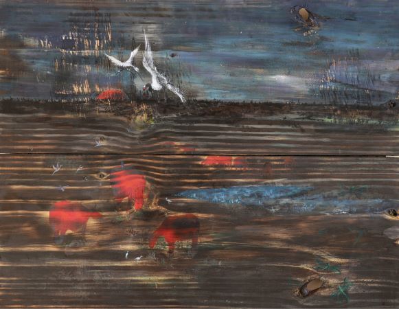 Hasanali Kadiwala -Dinner 2 Acrylic & burnt wood 