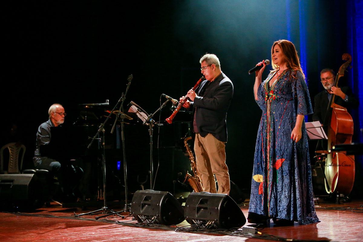 Musicians perform at the Teatro Deodoro as part of Brazil's International Jazz Day 2019 celebrations