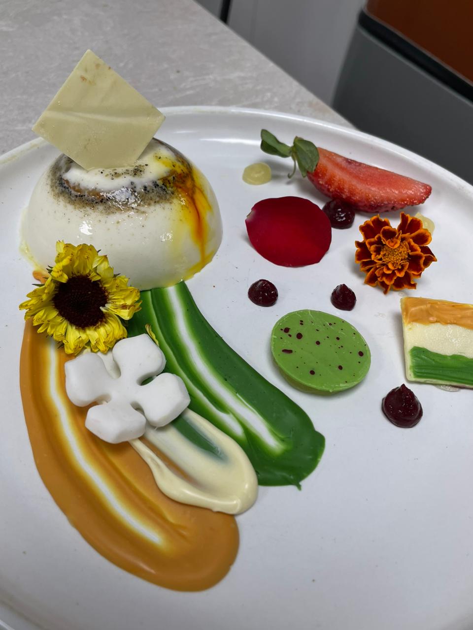 Gulab Jamun and Saffron Pannacotta with trio of Rabri