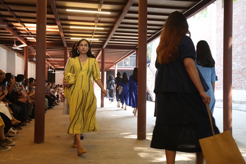 Models showcase creations of Lovebirds on the fourth day of Lotus Make-up India Fashion Week, in New Delhi on Oct 12, 2019. (Photo: Amlan Paliwal/IANS)