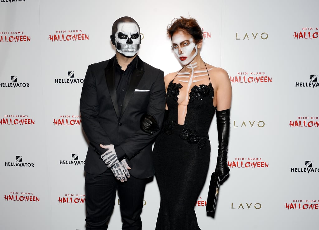 Jennifer Lopez and Casper Smart chose to get under your skin in their Skeleton inspired costume at Heidi Klum's Halloween bash