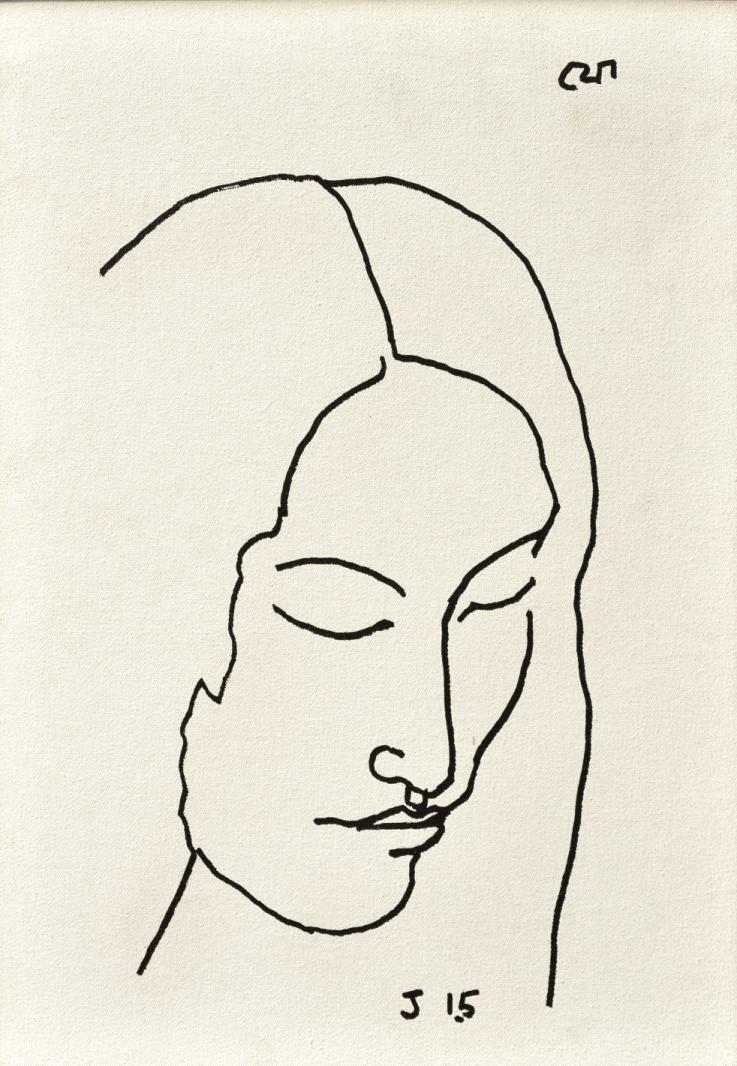 Jogen Chowdhury, Untitled, Acrylic on canvas pasted on mountboard, 16.8x11.9 inches, 2015