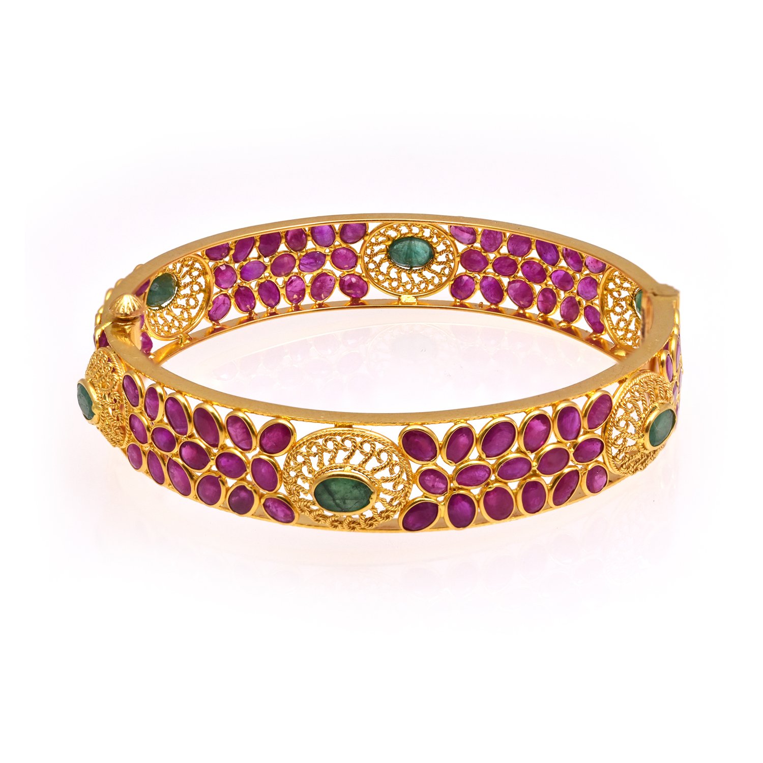 Joyalukkas Ratna Collections 22k Yellow Gold and Emerald Bangle
