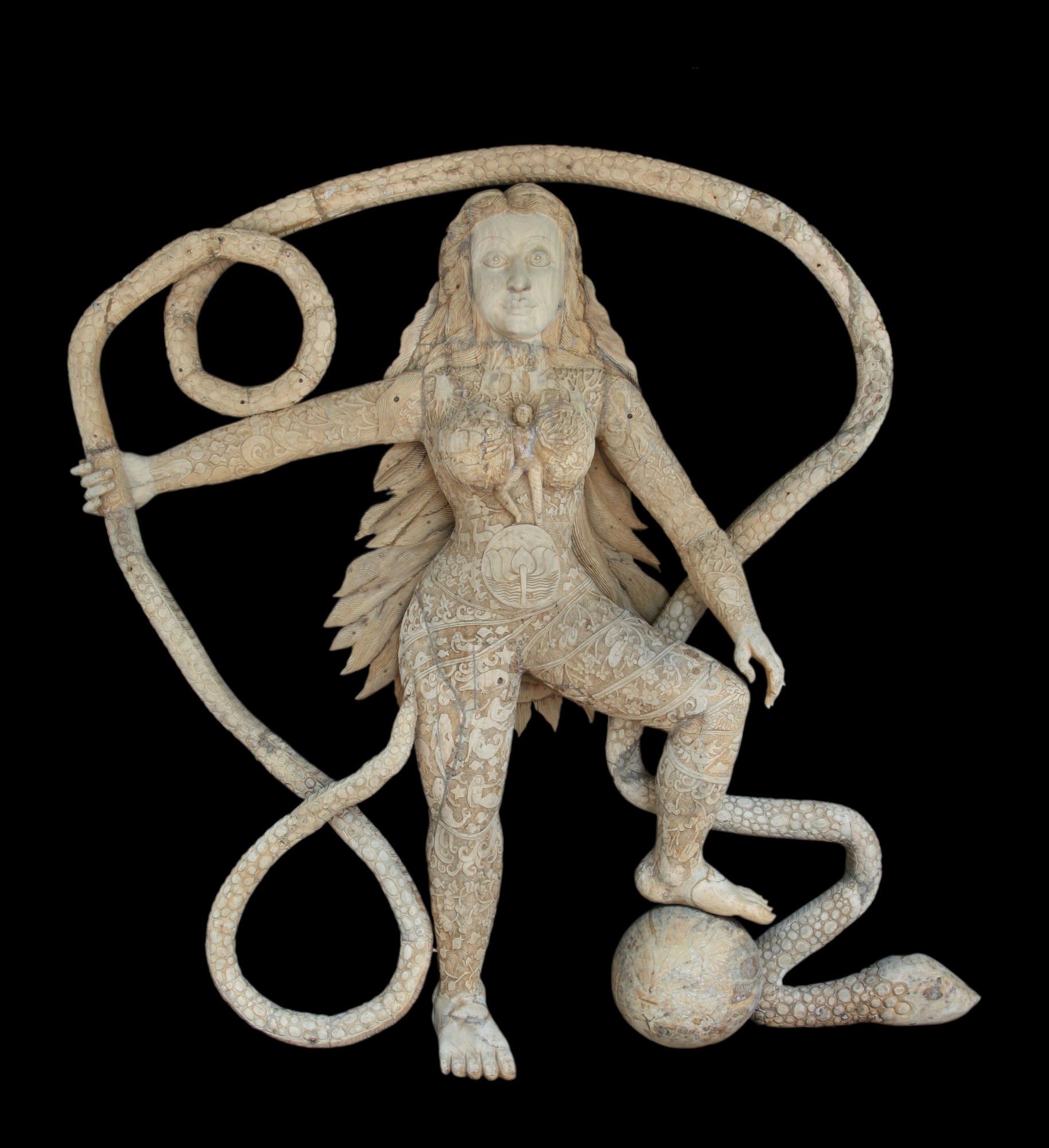 Kalika, Gambhari, wood, 126'' x 114''x 56'',(h x l x w ), A443a,2018-19 