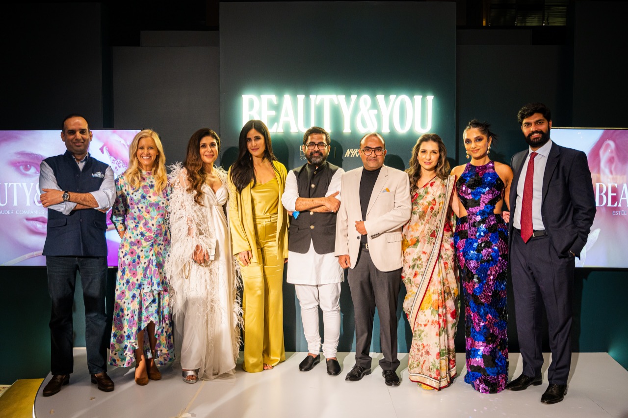 L-R Samrath Bedi (Executive Director, Fores Essentials) , Nicola Kilner (CEO & Co Founder, Deciem), Anaita, Katrina, Sabyasachi, Jaffrey Zaman (MD, Intercos India), Shana, Deepica Mutyala (Founder, LiveT)