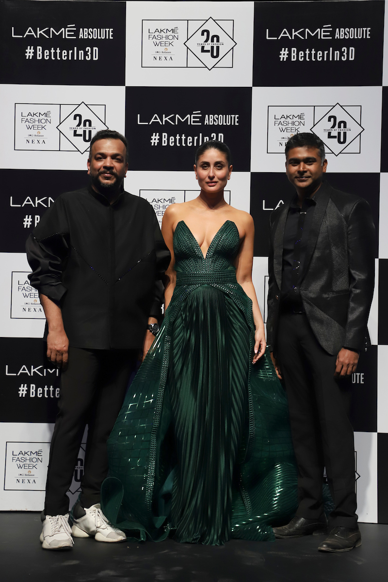 Lakme Brand Ambassador Kareena Kapoor Khan, Grand Finale Designer Amit Aggarwal, Head of Innovations Lakme Ashwath Swaminathan, at Lakme Absolute Grand Finale SR'20