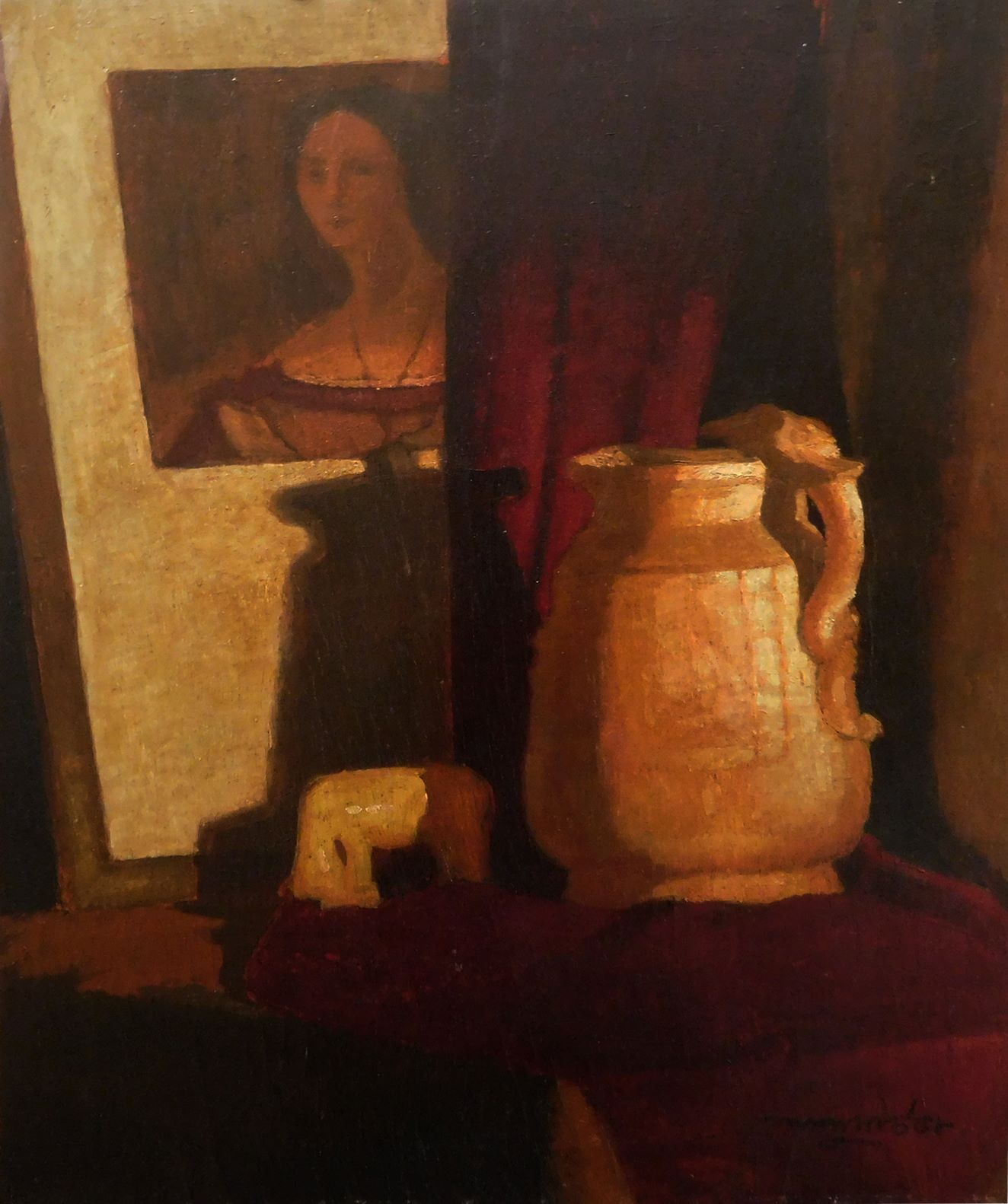 Lalu Prasad Shaw, Still Life, Oil on Masonite Board, 24 x 18 inches, 1958