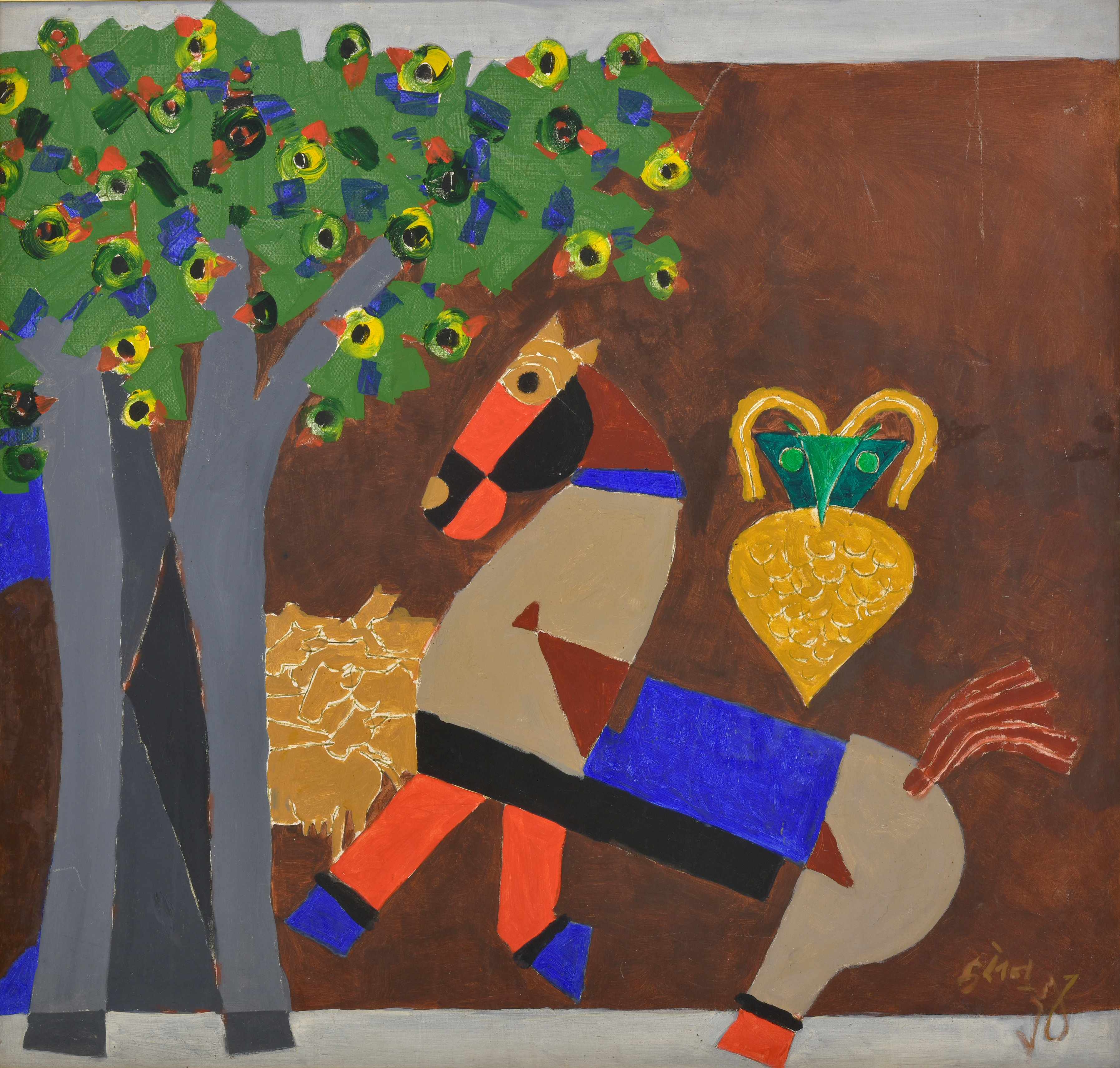 M F Husain, 44_X42 Oil on Canvas, 1950's