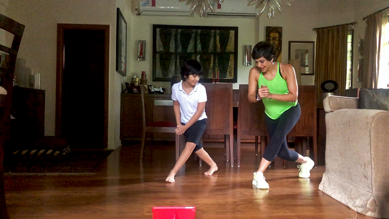  A still from Mandira Bedi's Milo Homeground video on Instagram 