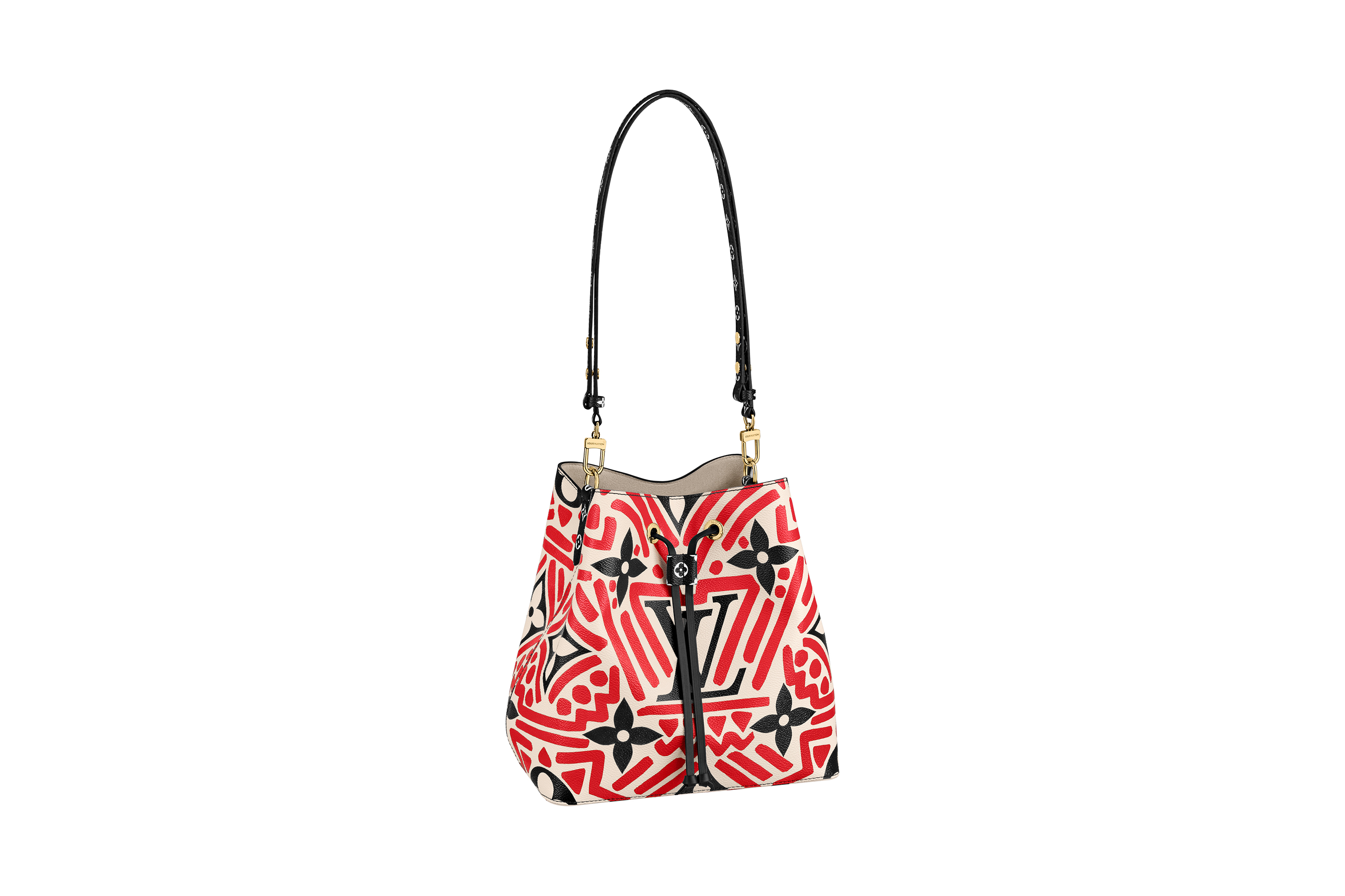 NéoNoé bucket LV Crafty cream & red, in Monogram coated canvas