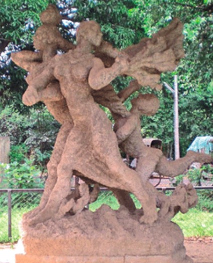 Santhal family by Ramkinkar