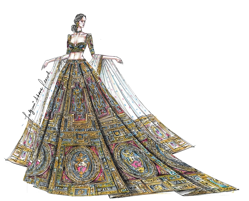 Sketch, Falguni Shane Peacock, India Couture Week 20-21