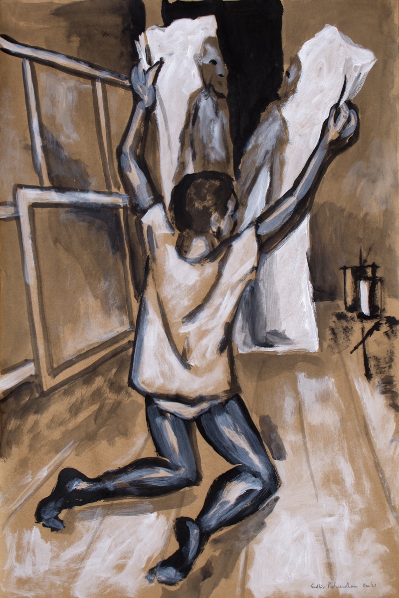 Sudhir Patwardhan, 'Assault' 2021, acrylic on canvas, 36x30 in