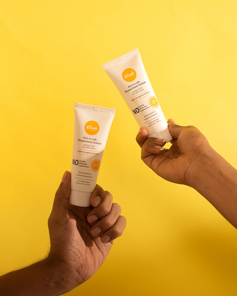 Melt-in- Milk sunscreen lotion with SPF 50 designed for Summer heat from Vilvah