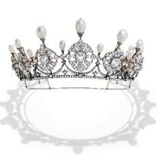 The Fürstenberg Tiara, Exceptional 19th Century Natural Pearl and Diamond Tiara