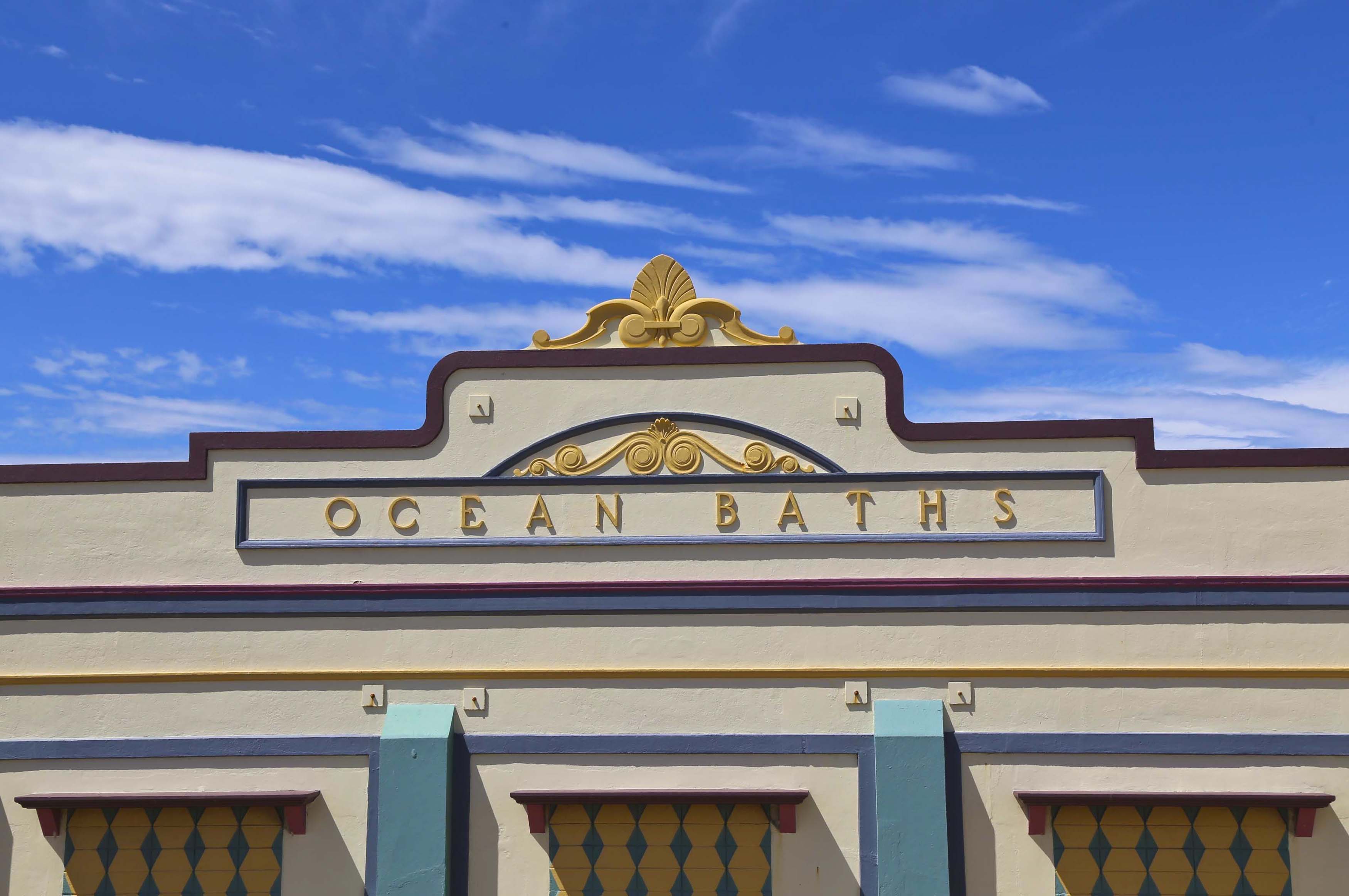 The historic facade of Newcastle Ocean Baths, Newcastle