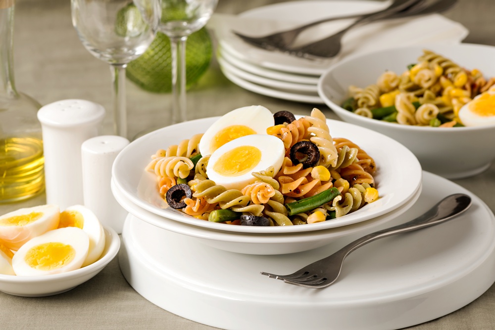 Tricolor Spirali with eggs olives and corn (Source - Del Monte)