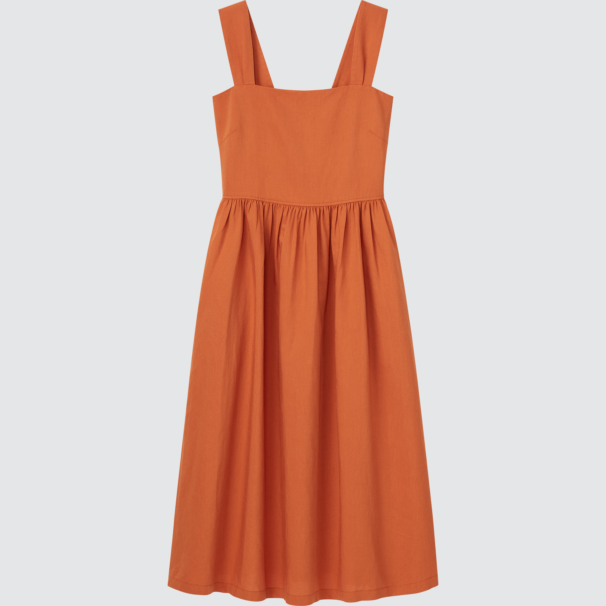 UNIQLO_WOMEN Linen Blend Shirring Sleeveless Dress