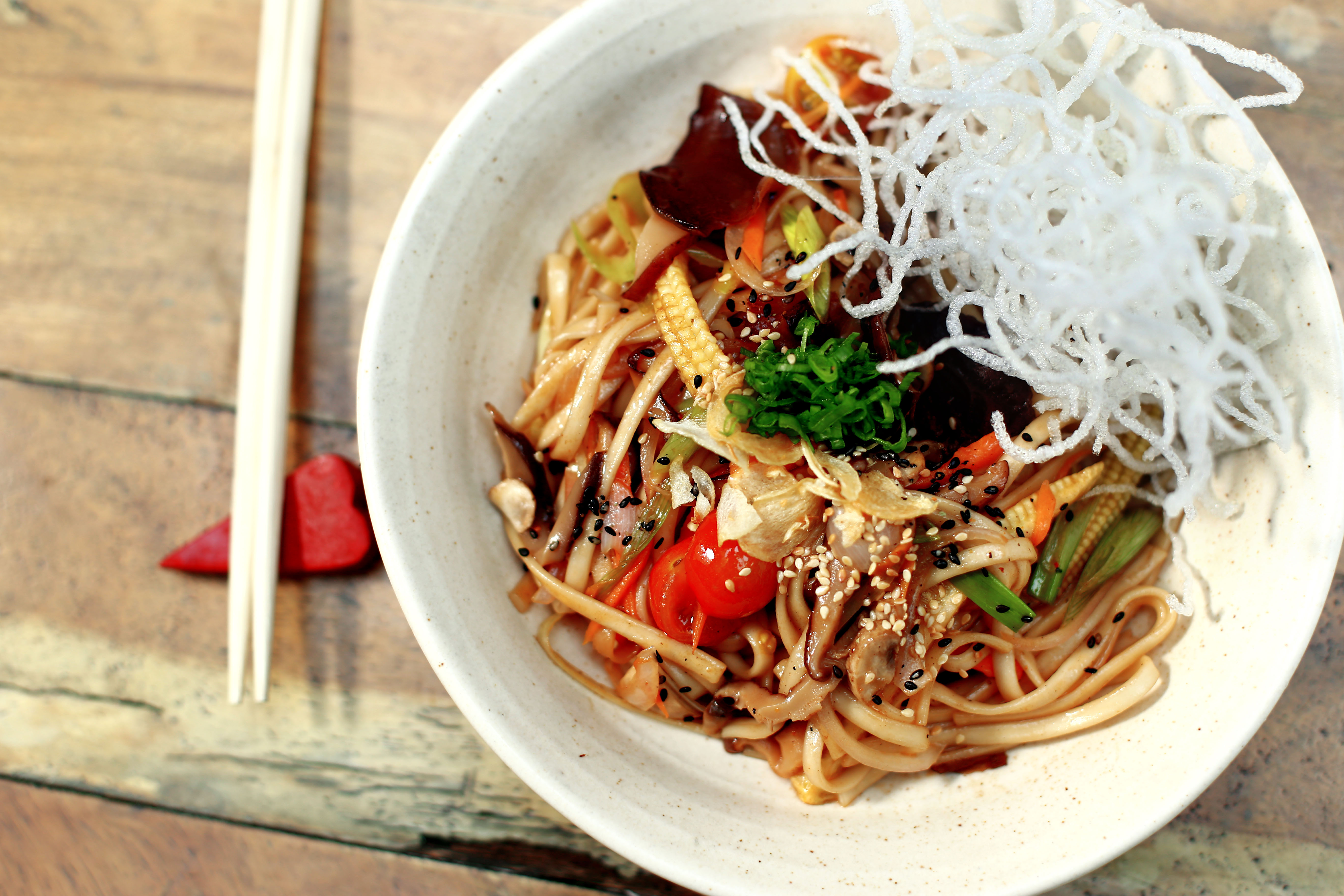 Udon Noodles with Exotic Mushrooms 
