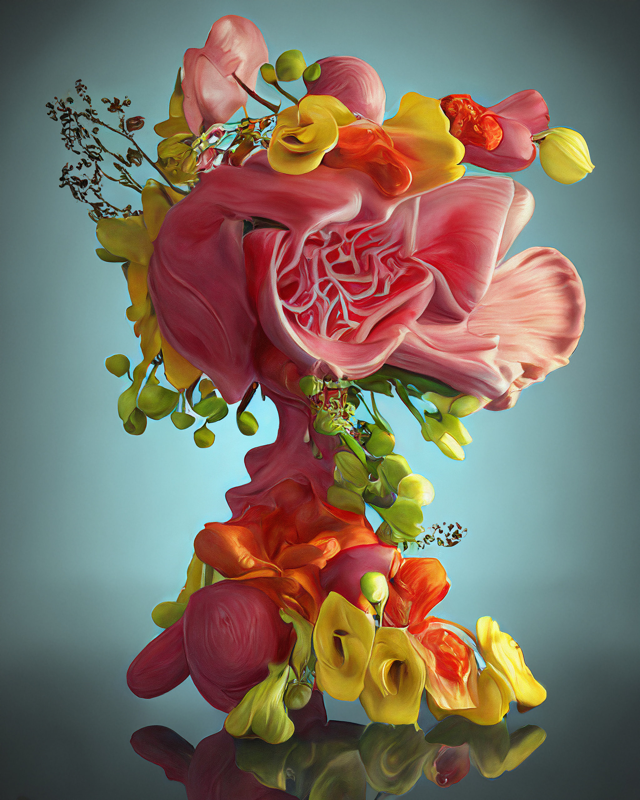 Untitled, Raghava KK, Acrylic paint, digital print on archival cotton rag paper, 2023, 4x4 feet. Image Credit -  Raghava KK Studio