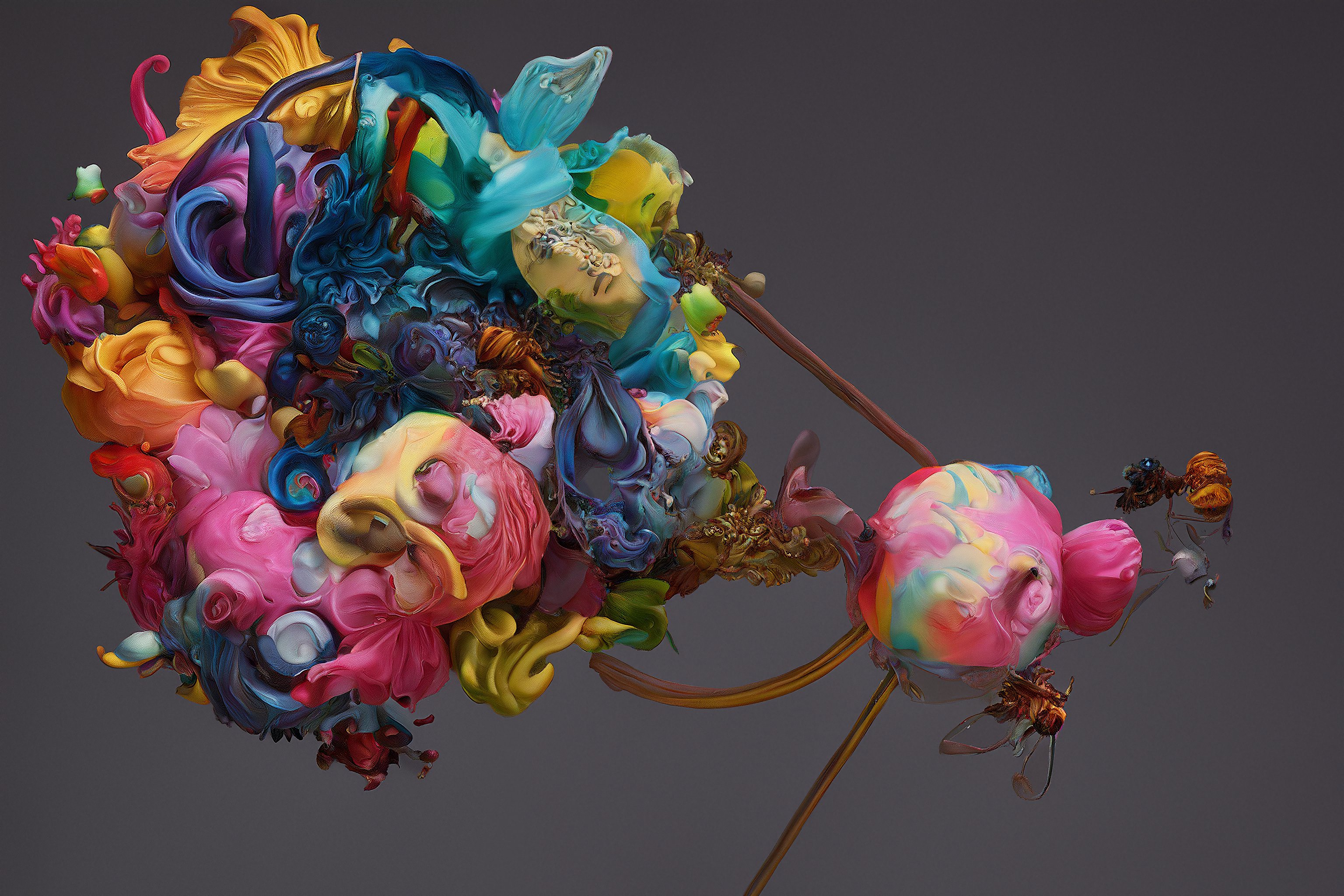 Untitled, Raghava KK, Acrylic paint, digital print on archival cotton rag paper, 2023, 4x6 feet. Image Credit - Raghava KK Studio