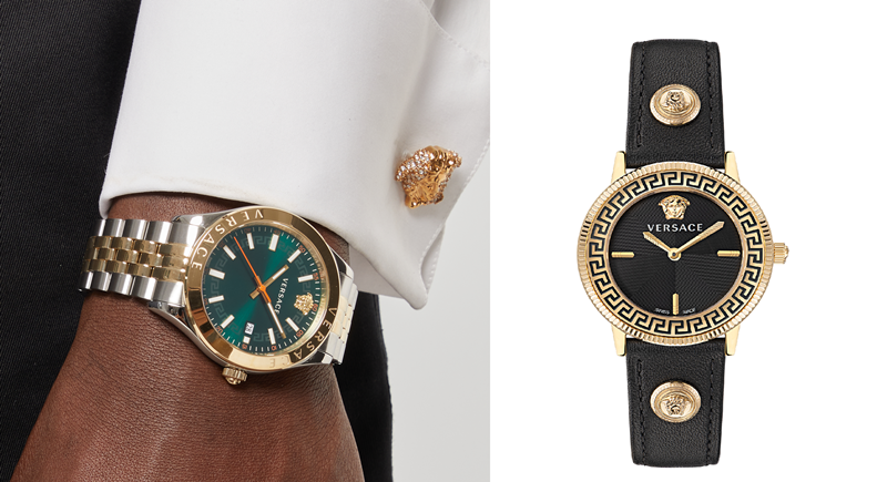 (L-R) Versace watches for men and women