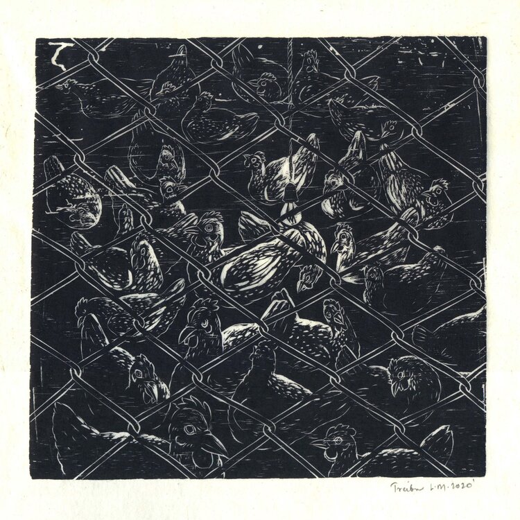 A Cage | Woodcut | 9.5" x 10" | 2020