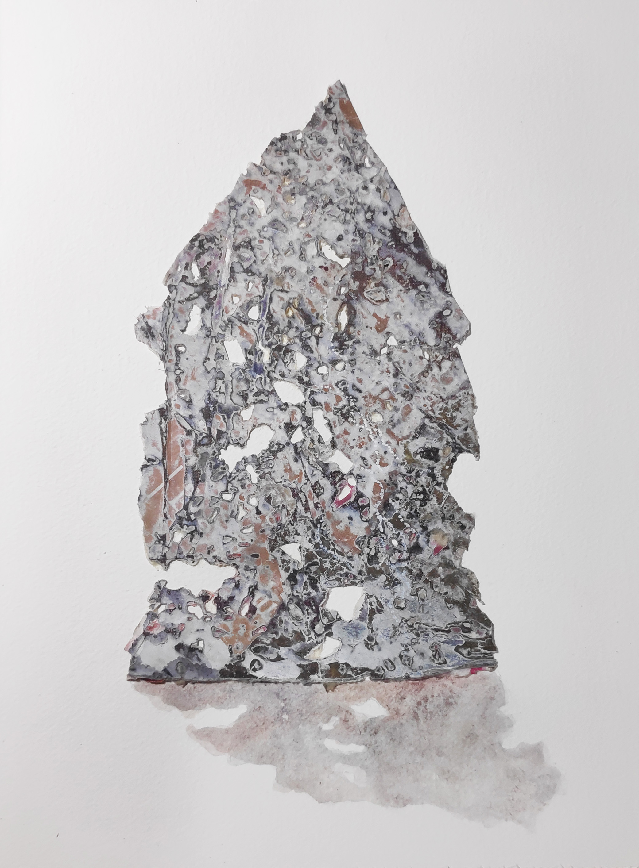 Eidetic Image IV, 9 x 12 in, Found paper, watercolour, acrylic on paper  