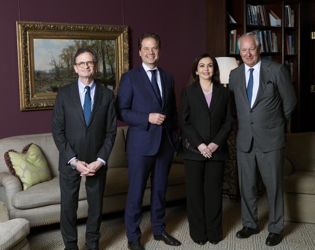 Nita Ambani, Founder and Chairperson of Reliance Foundation joined by Metropolitan Museum of Art leadership-- Mr. Daniel Brodsky, Chairman of the Board; Daniel Weiss, President & CEO; and Max Hollein, Director, on the occasion of her election to the Board of Trustees - first Indian Trustee in the Museum's nearly 150 year history