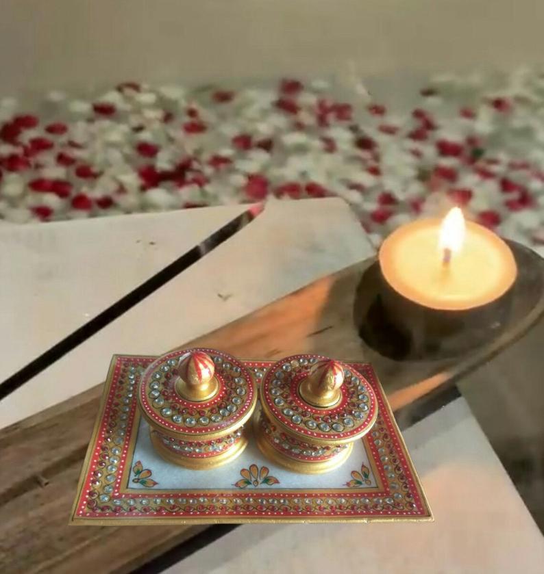 Madhubani hand-painted terracotta ware