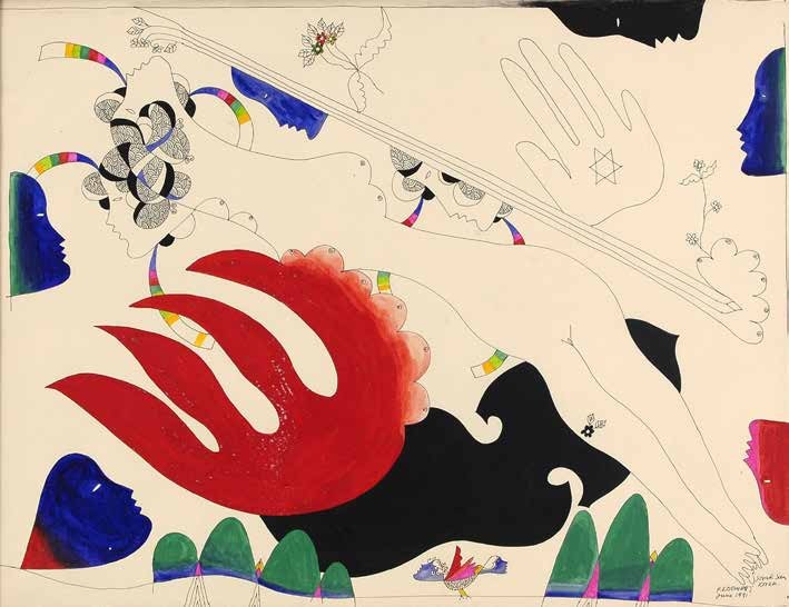 P. KHEMRAJ 1934-2000  Untitled Water colour and ink on paper, 1991 21.5 x 27.5 in. / 54.6 x 69.8 cm.