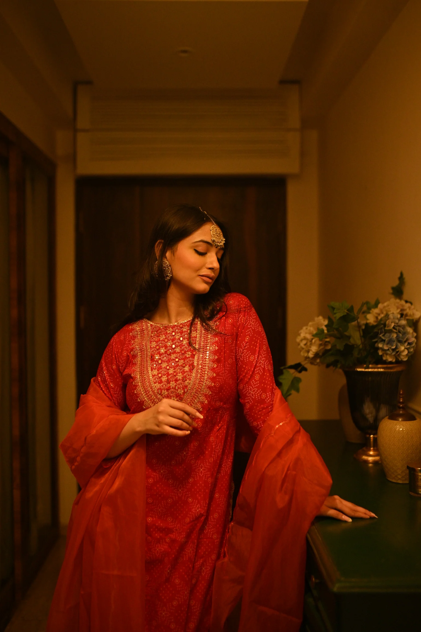 Bandhej Embroidered Suit Set by Kahva